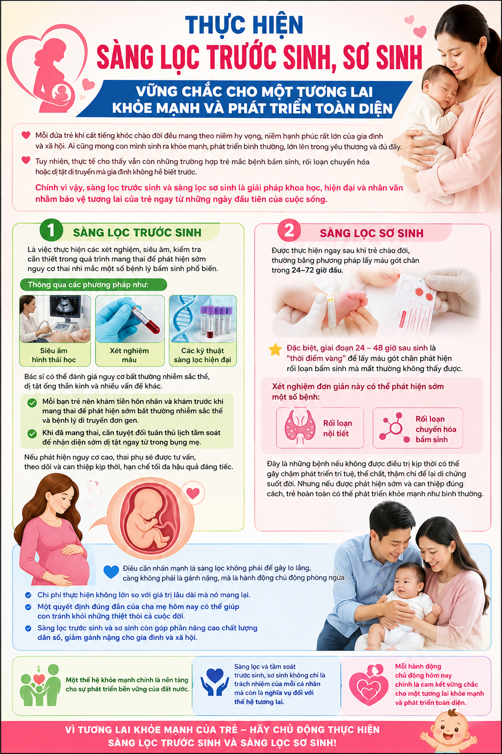 THỰC HIỆN SÀNG LỌC TRƯỚC SINH,  SƠ SINH  – VỮNG CHẮC CHO MỘT TƯƠNG LAI  KHỎE MẠNH VÀ PHÁT TRIỂN TOÀN DIỆN